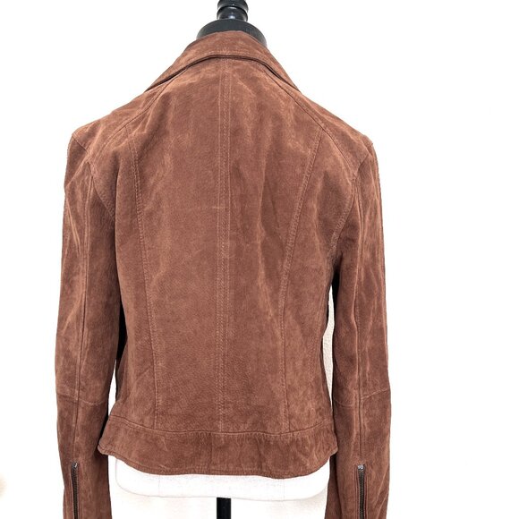 Blank NYC Moto Suede Jacket - Dark Camel - Zip Front - Size Medium - Picture 5 of 10